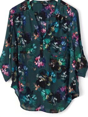 TORRID TEAL/MULTI HARPER BLOUSE SIZE 0